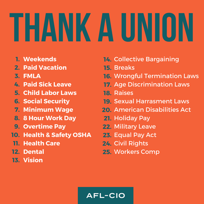 Thank a union member for the Labor Day holiday